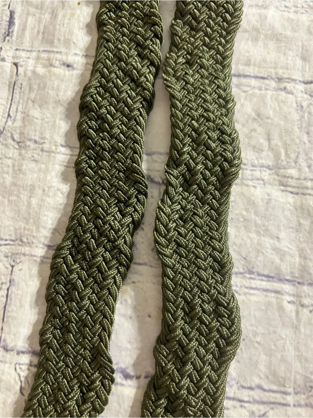 LOT OF (2) STRETCH BELTS OLIVE GREEN AND TAN SILVER TONE & ANTIQUE BUCKLES MEN